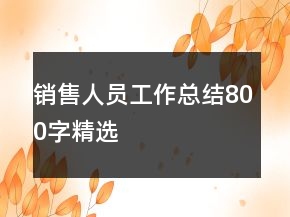 銷(xiāo)售人員工作總結(jié)800字精選