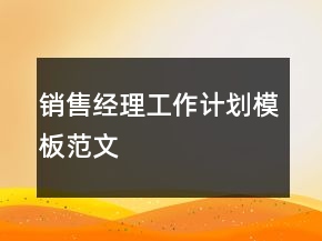 銷售經(jīng)理工作計劃模板范文