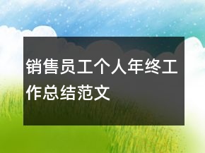 銷售員工個人年終工作總結(jié)范文
