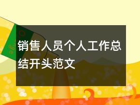 銷(xiāo)售人員個(gè)人工作總結(jié)開(kāi)頭范文