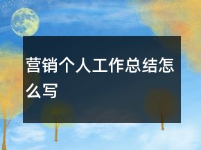 營銷個人工作總結(jié)怎么寫