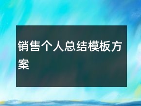 銷售個人總結(jié)模板方案
