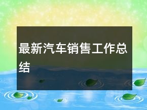 最新汽車(chē)銷(xiāo)售工作總結(jié)