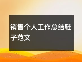 銷售個(gè)人工作總結(jié)鞋子范文