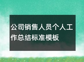 公司銷售人員個(gè)人工作總結(jié)標(biāo)準(zhǔn)模板
