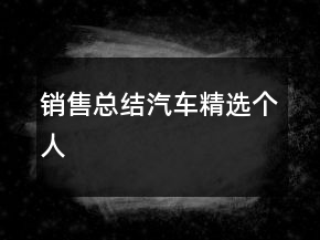 銷售總結汽車精選個人