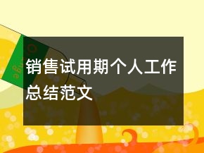 銷售試用期個人工作總結范文