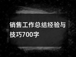 銷售工作總結(jié)經(jīng)驗(yàn)與技巧700字