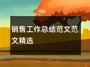 銷售工作總結范文范文精選