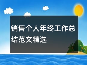 銷(xiāo)售個(gè)人年終工作總結(jié)范文精選