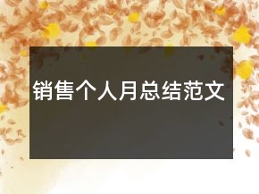 銷售個(gè)人月總結(jié)范文