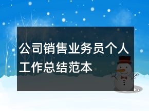 公司銷售業(yè)務(wù)員個(gè)人工作總結(jié)范本