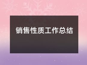 銷售性質(zhì)工作總結(jié)