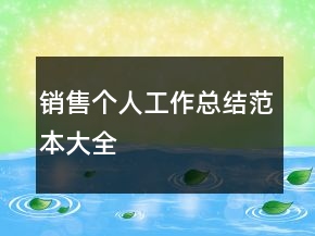 銷售個人工作總結范本大全