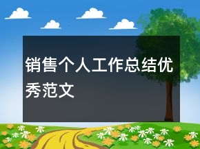 銷售個人工作總結優(yōu)秀范文
