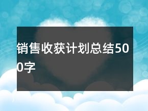 銷售收獲計(jì)劃總結(jié)500字