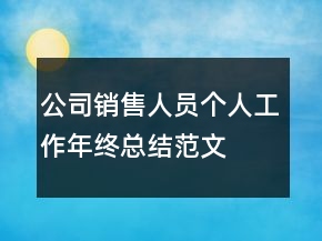 公司銷(xiāo)售人員個(gè)人工作年終總結(jié)范文