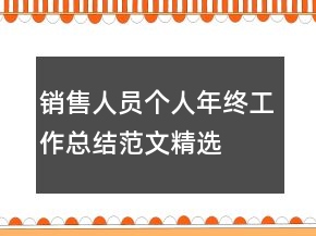銷售人員個人年終工作總結(jié)范文精選