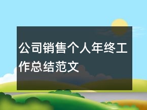 公司銷售個人年終工作總結范文