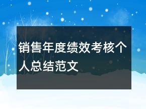 銷售年度績效考核個人總結范文