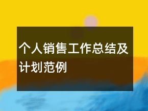 個人銷售工作總結(jié)及計劃范例