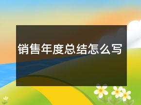銷售年度總結怎么寫