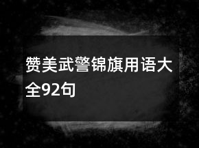 贊美武警錦旗用語(yǔ)大全92句
