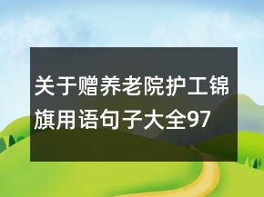 關(guān)于贈養(yǎng)老院護工錦旗用語句子大全97句