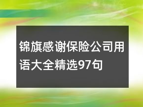 錦旗感謝保險(xiǎn)公司用語(yǔ)大全精選97句
