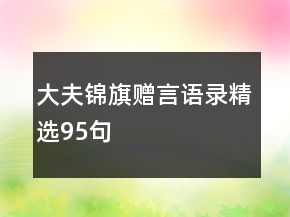 大夫錦旗贈言語錄精選95句