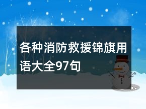 各種消防救援錦旗用語大全97句