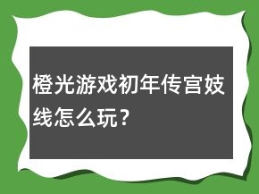 橙光游戲初年傳宮妓線怎么玩？