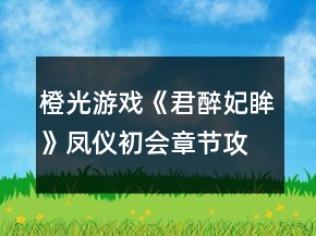 橙光游戲《君醉妃眸》鳳儀初會(huì)章節(jié)攻略
