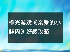 橙光游戲《親愛的小鮮肉》好感攻略