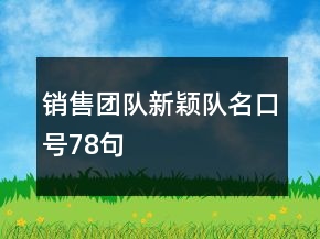 銷售團(tuán)隊(duì)新穎隊(duì)名口號(hào)78句