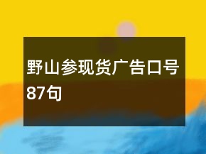 野山參現(xiàn)貨廣告口號87句