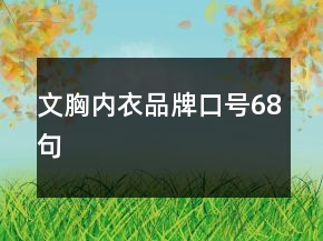 文胸內(nèi)衣品牌口號68句