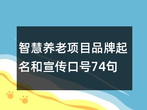智慧養(yǎng)老項目品牌起名和宣傳口號74句