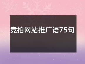 競(jìng)拍網(wǎng)站推廣語75句