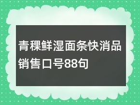 青稞鮮濕面條快消品銷售口號(hào)88句