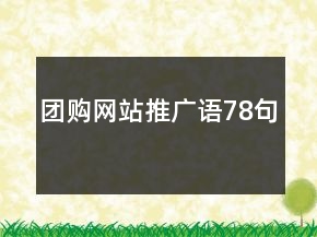 團(tuán)購(gòu)網(wǎng)站推廣語78句