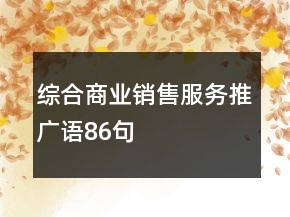 綜合商業(yè)銷售服務(wù)推廣語86句
