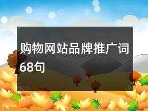 購物網(wǎng)站品牌推廣詞68句