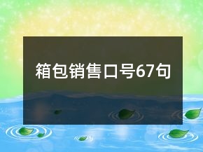 箱包銷售口號67句