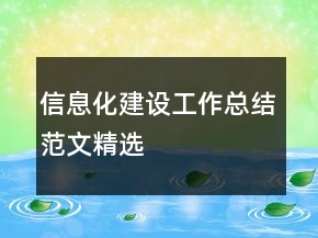 信息化建設(shè)工作總結(jié)范文精選