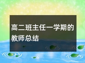 高二班主任一學期的教師總結(jié)