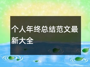 個(gè)人年終總結(jié)范文最新大全