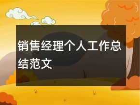 銷售經理個人工作總結范文