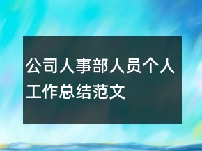 公司人事部人員個人工作總結(jié)范文