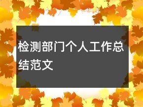 檢測(cè)部門(mén)個(gè)人工作總結(jié)范文